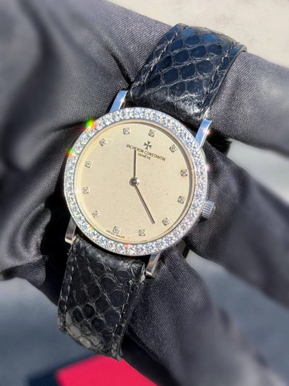 Vintage Vacheron Constantin Geneve  31540 18K White Gold Factory Diamond Watch